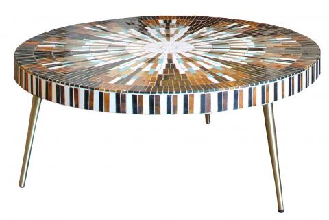 Mid Century Mosaic Tile Sunburst Coffee Table