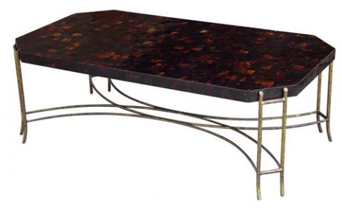 Gilt Faux Bois Dark Shell Coffee Table