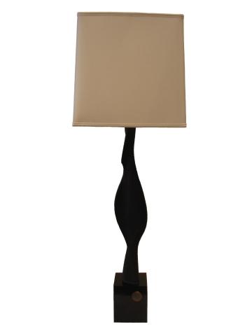 Pair of 1960's Abstract Ebonized Lamp by Laurel