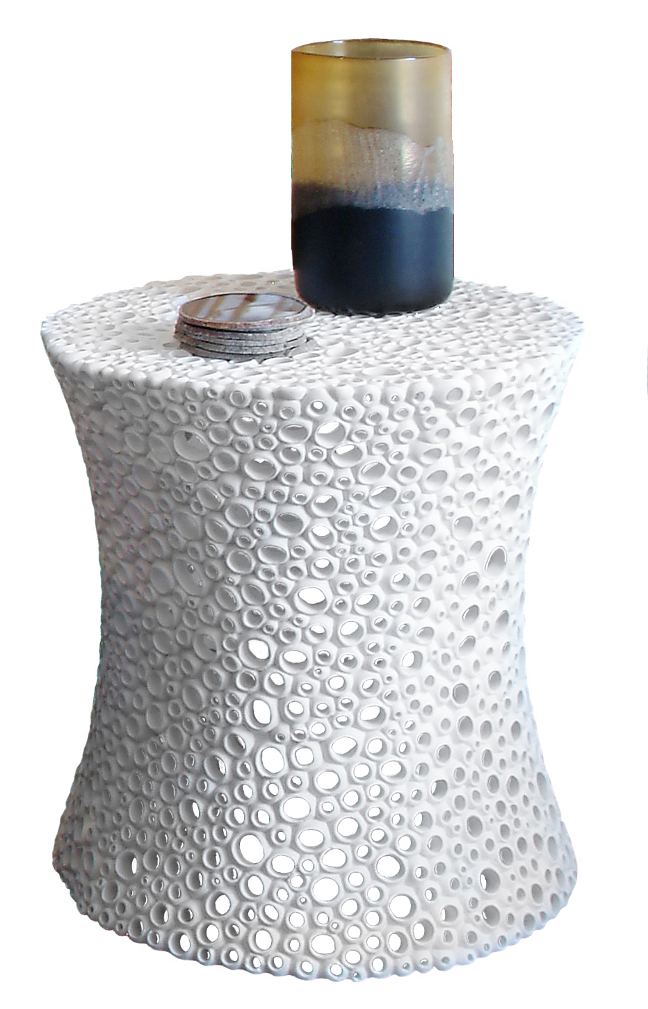 White Resin Coral Side Table