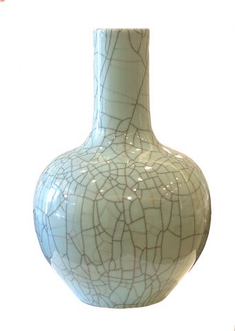 Massive Crackled Celadon Vase