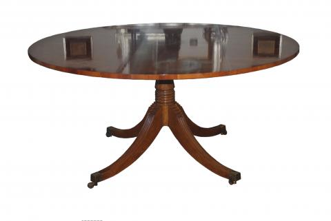 English Regency Style Round Mahogany Dining Table