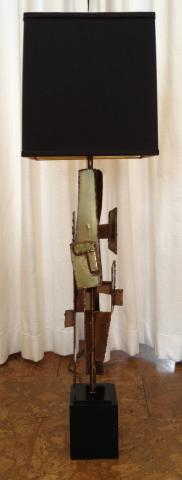 Laurel Brutalist Iron Welded Lamp by Harry Balmer
